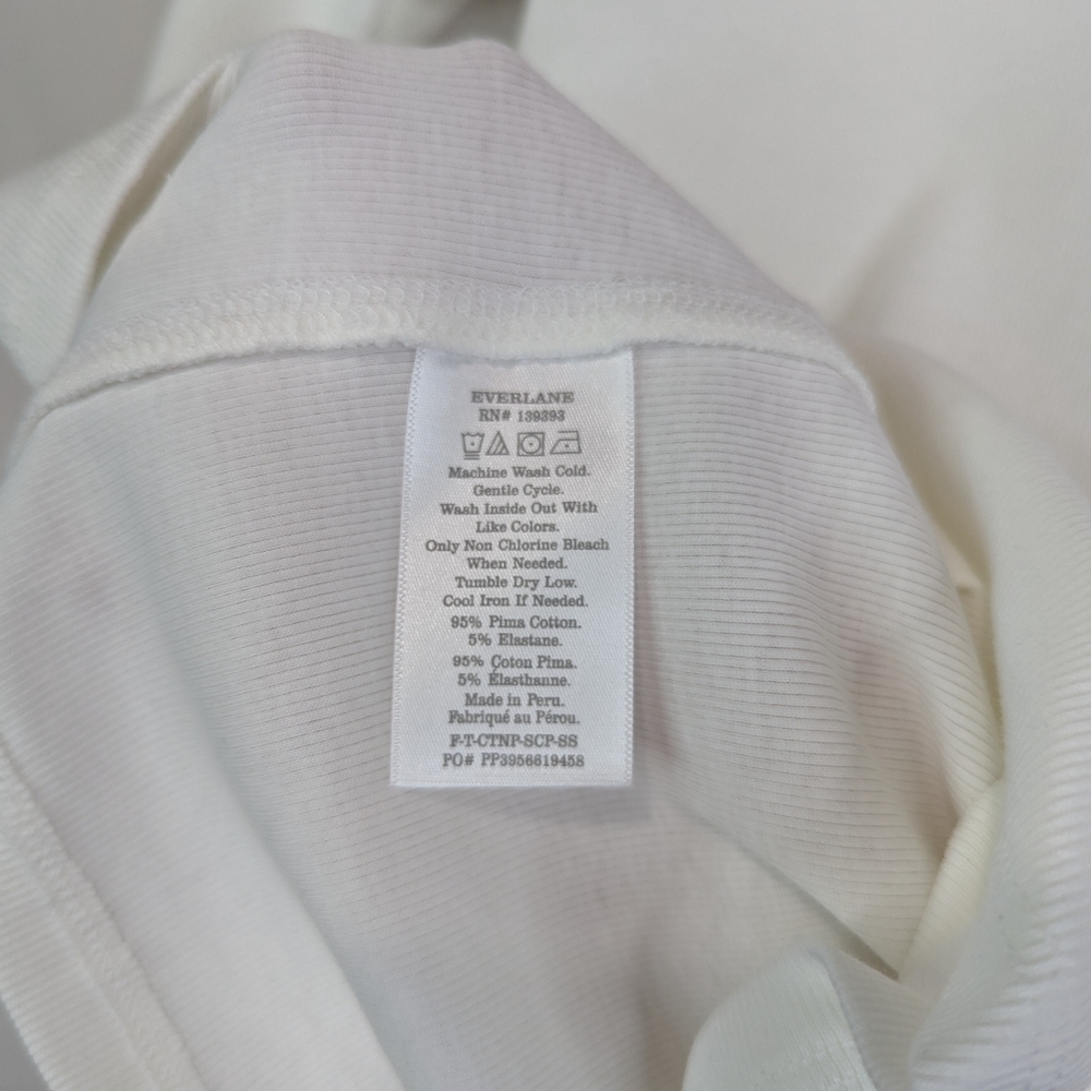 Everlane The Pima Micro Rib Scoop Neck Tee White Short Sleeve Top NEW - Picture 10 of 13